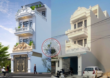 Tiến độ thi công nhà phố tân cổ điển Pháp mặt tiền 5m 4 tầng tại Ninh Bình NO2413