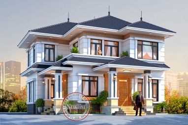 Không thể rời mắt với mẫu biệt thự vườn 2 tầng mái Nhật 12m x 14m tại Hưng Yên BT2502