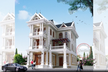 Biệt thự tân cổ điển đẹp 3 tầng ở Hưng Yên BT17017