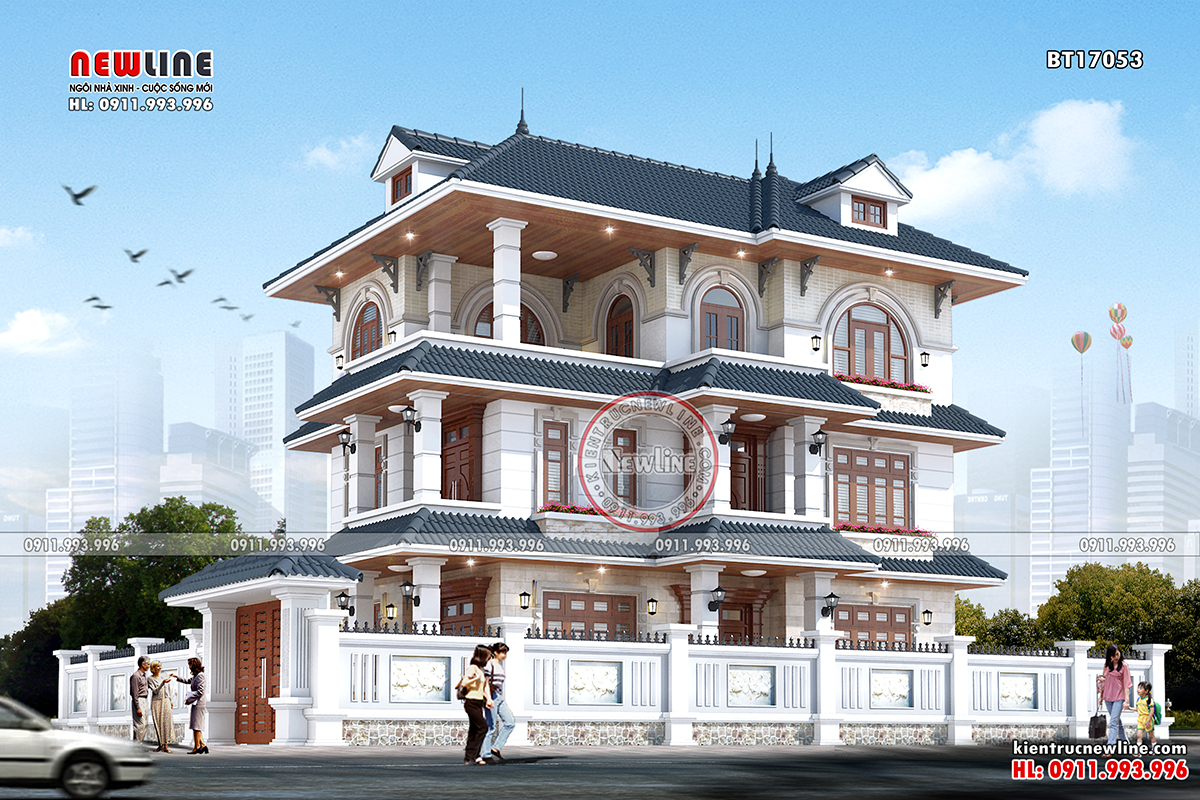 Thiết kế nhà 3 tầng 100m2 2 mặt tiền hiện đại sang trọng BT111017  Kiến  trúc Angcovat