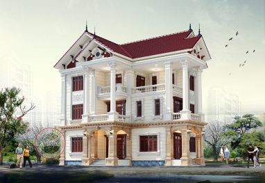 Thiết kế biệt thự tân cổ điển đẹp 2 mặt tiền tại Hà Nội BT17082
