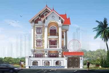Thiết kế biệt thự tân cổ điển đẹp 3 tầng tại Hà Nội BT18096