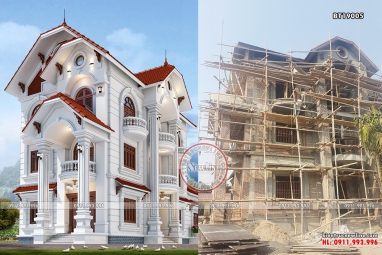 Tiến độ thi công biệt thự tân cổ điển đẹp tại Nam Định BT19005