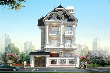 Thiết kế biệt thự cao cấp 3 tầng kiến trúc Pháp tại Hưng Yên BT19010