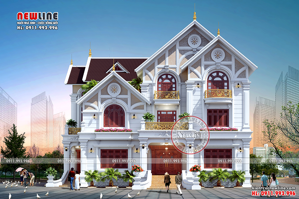 Mẫu thiết kế biệt thự tân cổ điển 3 tầng đẹp mái nhật tại Thái Bình | Kênh  Sinh Viên