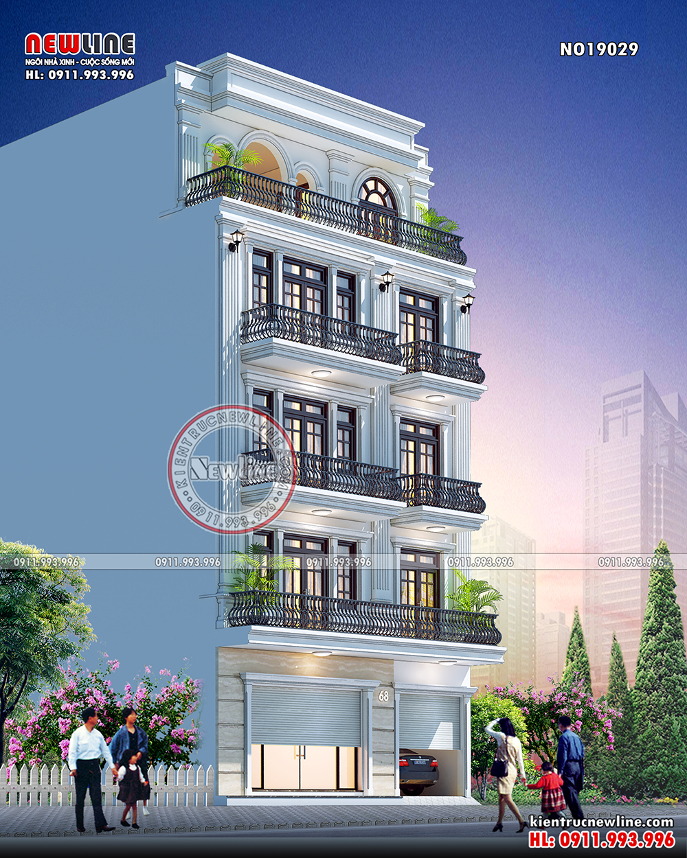 Mẫu nhà biệt thự phố 4 tầng hiện đại đẹp kết hợp văn phòng  Anh Bách  Hà  Nội  BT1335