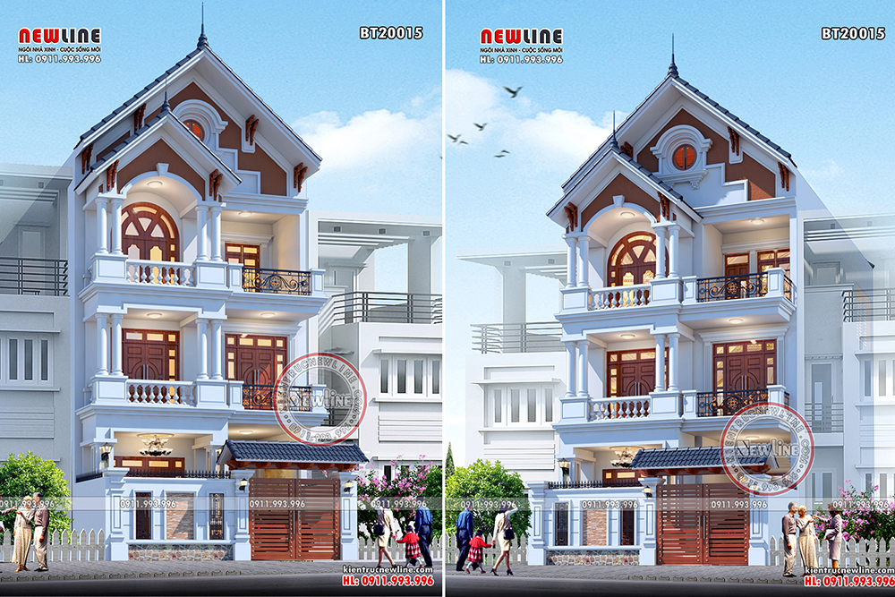 Mẫu thiết kế nhà 1 tầng mặt tiền 8m diện tích 110m2 có 2 phòng ngủ phong  cách mái thái đẹp tại Bắc Ninh BT104016