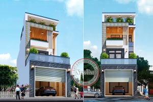Thiết kế nhà lô phố 3 tầng hiện đại mặt tiền 6m để ở và kinh doanh tại Thanh Hóa NO20028