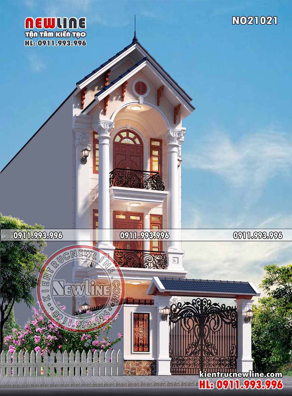 Thiết kế biệt thự mái Thái 3 tầng tân cổ điển - Kiến Trúc C&B