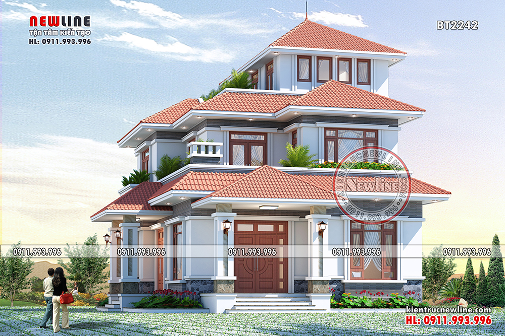 Mẫu thiết kế biệt thự mini 3 tầng ở Anh Sơn (Anh Hải) - Thiết kế nhà đẹp  Nghệ An, Hà Tĩnh - Sen Việt