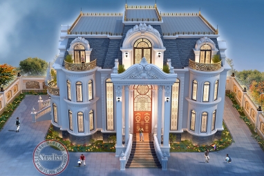 Chiêm ngưỡng vẻ đẹp quý tộc mẫu biệt thự 2 tầng 1 tum mái mansard đẹp tại Lạng Sơn BT2334