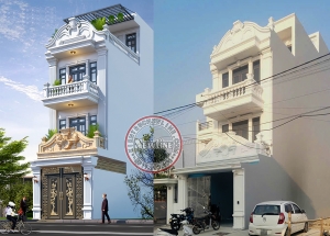 Tiến độ thi công nhà phố tân cổ điển Pháp mặt tiền 5m 4 tầng tại Ninh Bình NO2413