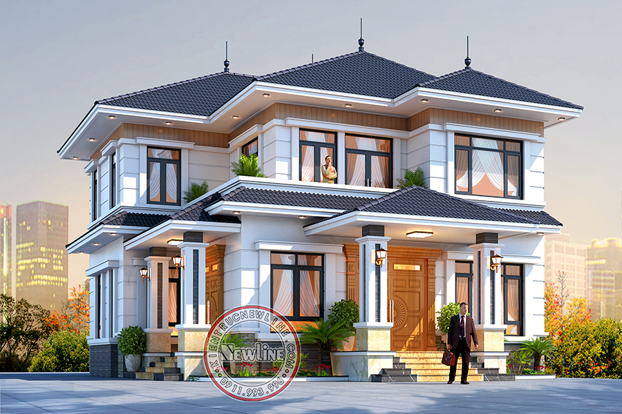 Không thể rời mắt với mẫu biệt thự vườn 2 tầng mái Nhật 12m x 14m tại Hưng Yên BT2502