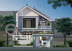 Gợi ý mẫu nhà vườn 2 tầng mái thái đơn giản, gần gũi nông thôn BT2414