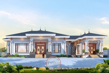 Ấn tượng mẫu nhà vườn 1 tầng 4 phòng ngủ thoáng sáng tại Bắc Giang BT2515